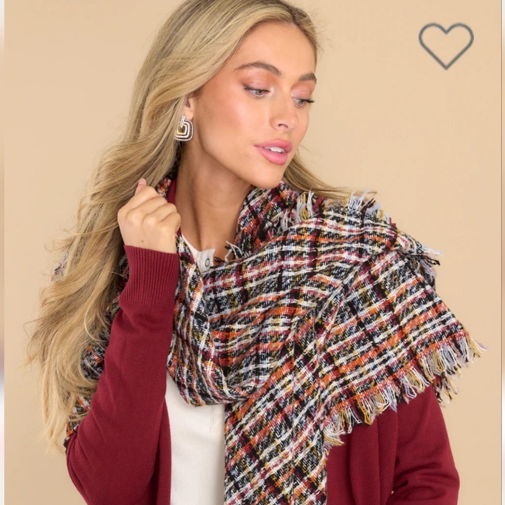 NWOT Red Dress Boutique large plaid scarf